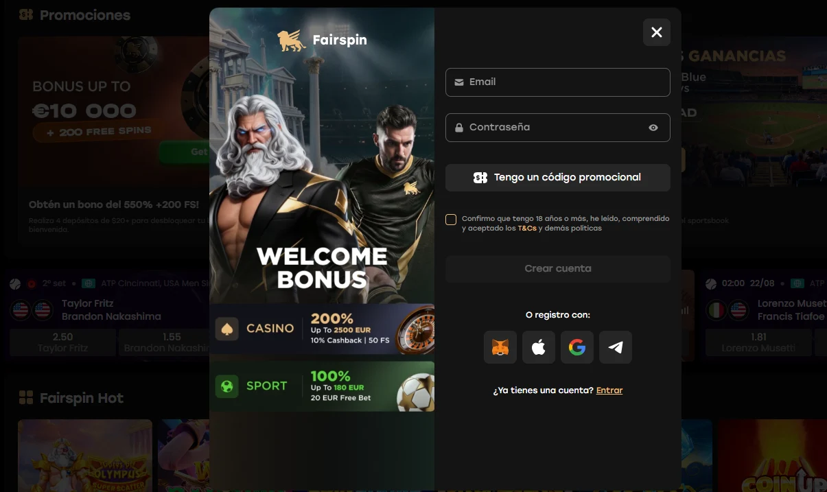 Registro en Fairspin 